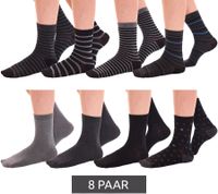 8 pairs of TRUE style cotton stockings with comfort waistband, sustainable business socks in crew style, black/gray plain, black/gray colorful or navy/gray 8 pairs of TRUE style cotton stockings with comfort waistband, sustainable business socks in crew style, black/gray plain, black/gray colorful or navy/gray