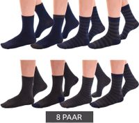 8 pairs of TRUE style cotton stockings with comfort waistband, sustainable business socks in crew style, black/gray plain, black/gray colorful or navy/gray 8 pairs of TRUE style cotton stockings with comfort waistband, sustainable business socks in crew style, black/gray plain, black/gray colorful or navy/gray