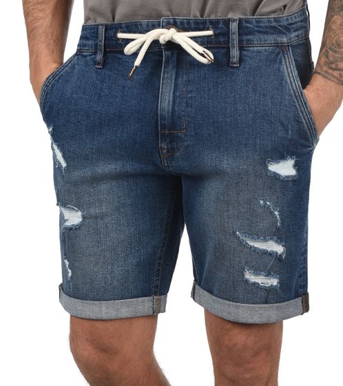 BLEND Dallian Herren Baumwoll-Shorts nachhaltige Destroyed Jeans-Bermuda 20711410 ME 76201 Blau