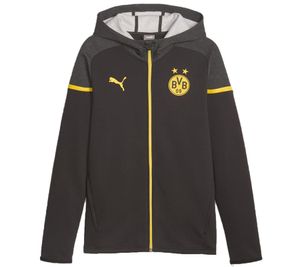 PUMA BVB Casuals Hooded Jacket men's sweat jacket, sporty hooded jacket, football jacket with cotton 771842 02 black/yellow