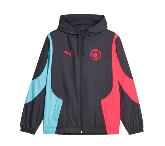PUMA Woven Anthem 2023/24 Manchester City functional training jacket with hood leisure jacket jogging jacket rainCELL warmCELL windCELL 772846 14 Black/Blue/Pink