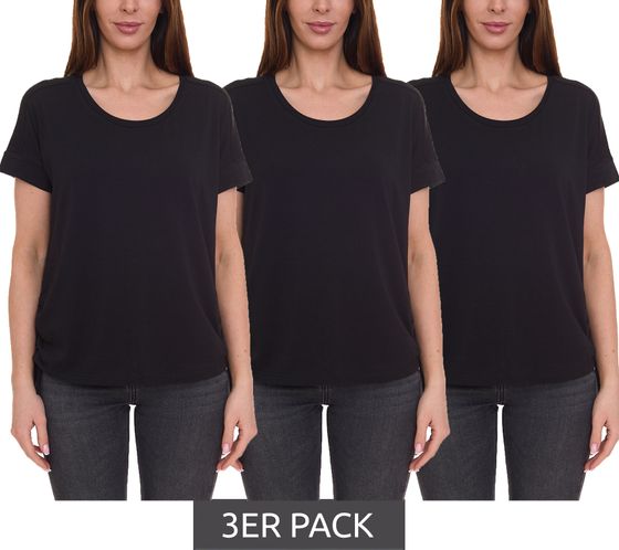 Pack of 3 FAYN SPORTS women s sports shirt with lacing T-shirt crew neck shirt 67771768 black