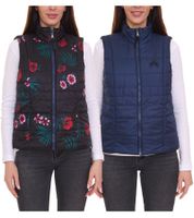 ALPENBLITZ Damen Wende-Weste unifarben und Allover-Print Stepp-Weste Herbst-Weste Dunkelblau/Bunt, Braun/Weiß oder Schwarz/Weiß