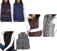 ALPENBLITZ Damen Wende-Weste unifarben und Allover-Print Stepp-Weste Herbst-Weste Dunkelblau/Bunt, Braun/Weiß oder Schwarz/Weiß