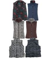 ALPENBLITZ Damen Wende-Weste unifarben und Allover-Print Stepp-Weste Herbst-Weste Dunkelblau/Bunt, Braun/Weiß oder Schwarz/Weiß