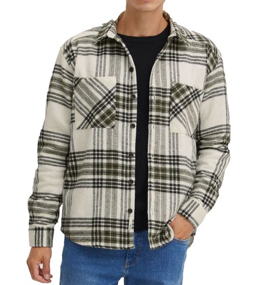 !SOLID Chandler men's flannel shirt sustainable checked jacket shirt 21107060 190309 off-white/black/green