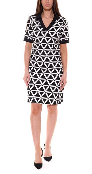 bruno banani Mini-Kleid modisches Damen Jersey-Kleid mit Allover-Muster 66247008 Schwarz/Weiß