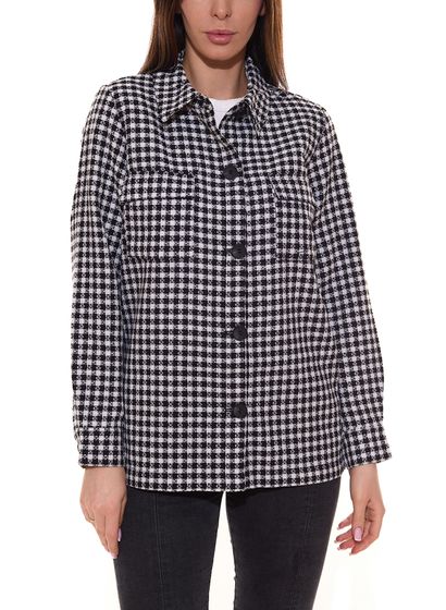 HECHTER PARIS women's checked blazer, fashionable short jacket with full-length button placket 21034420 black/white