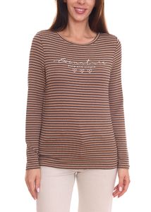 Street One women s long-sleeved shirt, striped sweater with lettering on the front 23254627 brown