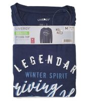 LIVERGY Herren Pyjama Top Nachtwäsche Oberteil Schlaf-Shirt 390208-2201 Blau, Navy oder Grau