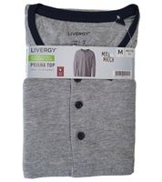 LIVERGY Herren Pyjama Top Nachtwäsche Oberteil Schlaf-Shirt 390208-2201 Blau, Navy oder Grau