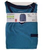 LIVERGY Herren Pyjama Top Nachtwäsche Oberteil Schlaf-Shirt 390208-2201 Blau, Navy oder Grau