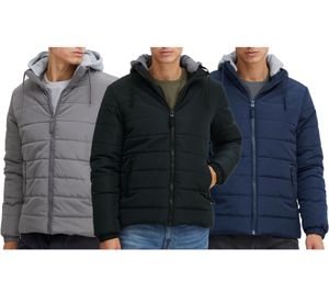 11 Project Ebberian veste de transition pour hommes veste matelassée avec capuche amovible 20715402 gris, bleu, noir