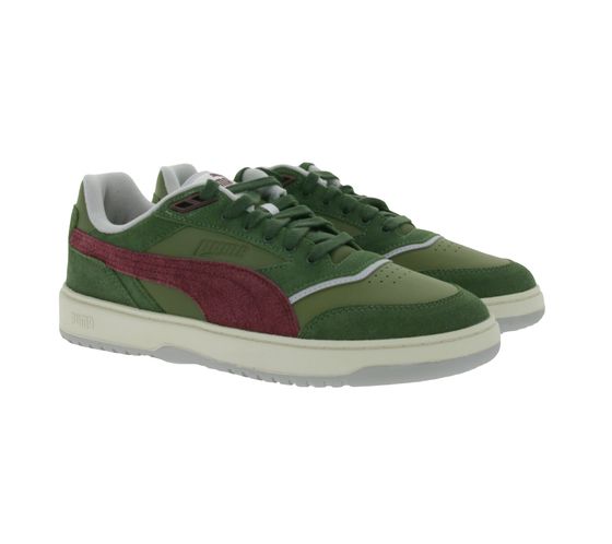 PUMA Doublecourt PRM genuine leather sneakers for men and women retro shoes 393283 06 green/bordeaux