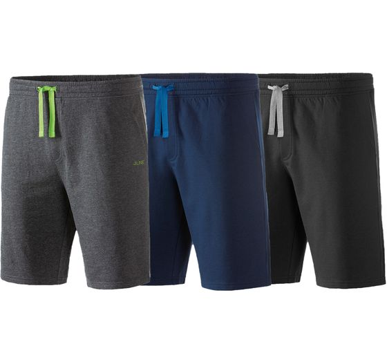 J|LINE Bermuda de sport et de loisirs basique pour homme, short de survêtement confortable en coton bleu, noir ou gris