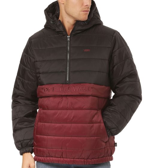 VANS Carlton Puffer Men's Quilted Jacket Winter Jacket with Hood Anorak Slip-On Jacket VN0A4RRD9NZ1 Black/Red