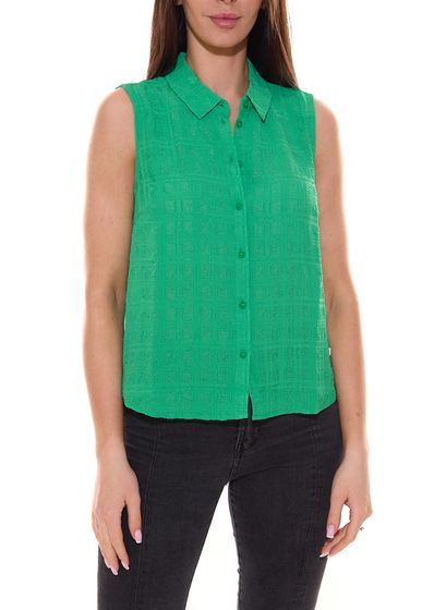 Tom Tailor women's blouse top summer shirt with Kent collar 54216023 green