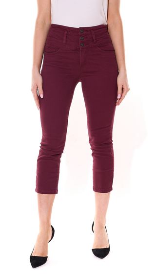 Jean 7/8 taille haute ARIZONA pantalon stylé en coton denim pour femme 27552924 Bordeaux rouge