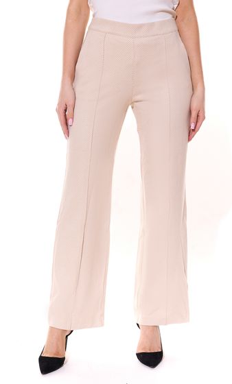 MAC Chiara-Long women's fabric trousers with zigzag pattern, sustainable business trousers 79232064 beige