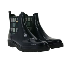 MUSTANG Damen stylische Chelsea-Boots glänzende Gummi-Stiefel High-Top Schuhe 50191944 Schwarz