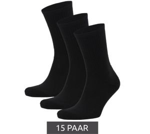 15 paires de chaussettes de tennis, chaussettes unies en coton, chaussettes de sport pour hommes et femmes, noires