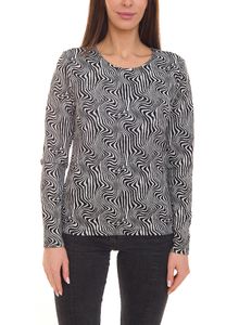 Aniston CASUAL Blusa de mujer de manga larga, elegante blusa de mujer con estampado integral 56117949 negro/blanco Aniston CASUAL Blusa de mujer de manga larga, elegante blusa de mujer con estampado integral 56117949 negro/blanco