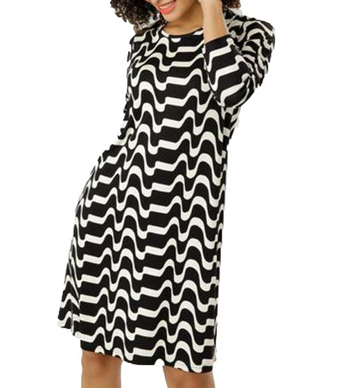 Aniston SELECTED women's mini dress with abstract wave pattern 13573334 black/beige