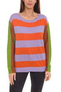 Pull femme Aniston CASUAL, pull en maille fine à larges rayures 71355125 orange/violet