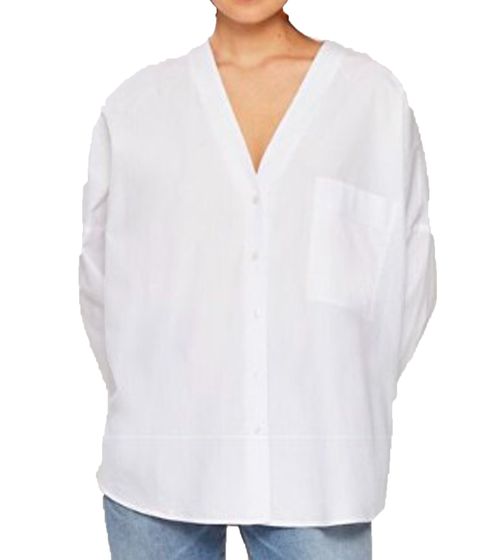 LTB ZOYIDA Damen Hemd-Bluse mit tiefem V-Ausschnitt und Brusttasche 88071705 Weiß