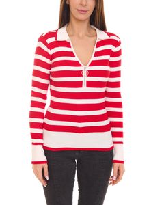 Polo de mujer melrose de manga larga con cuello en V ancho y sudadera con cuello Kent 11397721 rojo/blanco Polo de mujer melrose de manga larga con cuello en V ancho y sudadera con cuello Kent 11397721 rojo/blanco