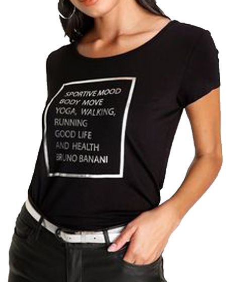 bruno banani Damen Sommer-Shirt mit glänzendem Aufdruck 19093709 T-Shirt Schwarz
