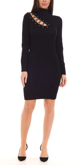 Melrose women's mini dress fine knit dress with lacing evening dress 65795824 black