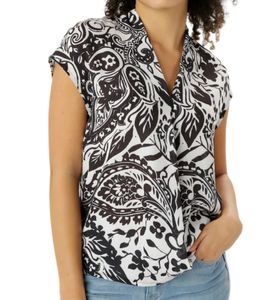 Aniston SELECTED women's summer blouse, sleeveless blouse with all-over print 99003422 white/black
