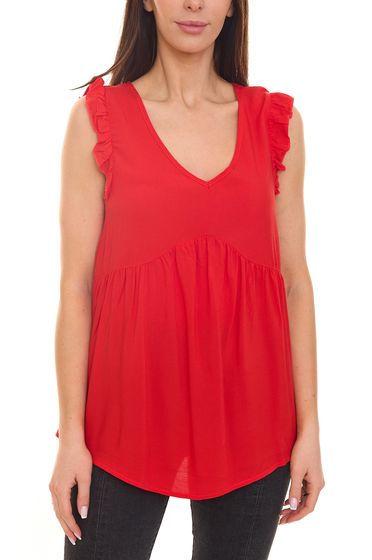 Aniston CASUAL Damen Blusentop mit Rüschendetails Sommer-Shirt 60330626 Rot