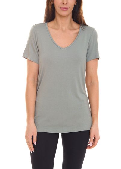 OTTO products Damen T-Shirt nachhaltiges Sommer-Shirt mit V-Ausschnitt 59863506 Grün