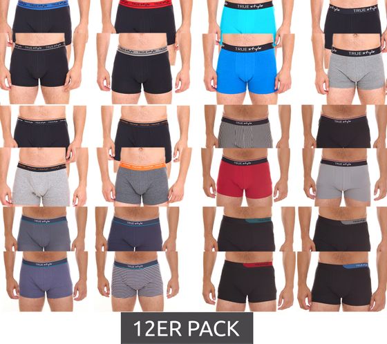 12er Pack TRUE style Herren Boxershorts nachhaltige Retro-Shorts aus Baumwolle Schwarz, Grau, Blau, Rot in verschiedenen Packs