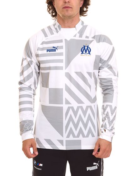 PUMA Marseille Droit Au But Prematch Fußball-Trikot mit dryCELL Trainings-Shirt 767268 01 Weiß/Grau