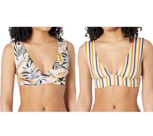 BILLABONG Cartes postales de Parad Haut de bikini rayé à imprimé floral tropical pour femme C3ST21 BIP2 1220 Multicolore