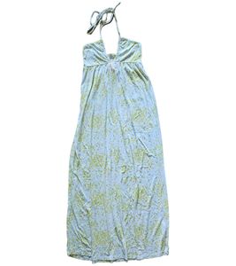 HCOCH women's maxi dress, sleeveless summer dress with all-over print and lacing in the neck 2003733500005 white/yellow/green