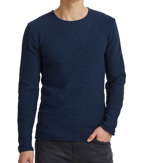 INDICODE Corto fine knit sweater sustainable men's cotton sweater 30-413MM 400 dark blue