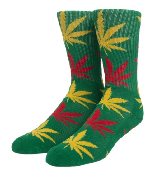 HUF Plantlife Long Socks with Leaves Print Leisure Stockings One Size SK00660 Green/Yellow/Red