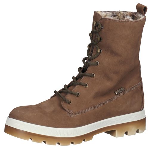 Bama chaussures pour femmes en cuir véritable bottes avec doublure en fourrure douillette Bama-tex chaussures à lacets 1085021 gris/marron