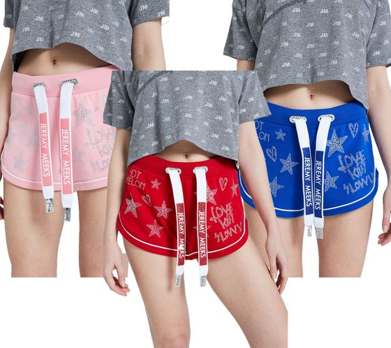 JEREMY MEEKS short femme avec pierres pailletées Ilva ILVA 20W JMW7004 bleu, rose ou rouge