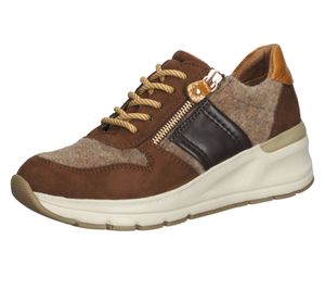 bama women's low shoes, stylish leisure sneakers with side zipper and material mix 1081767 brown