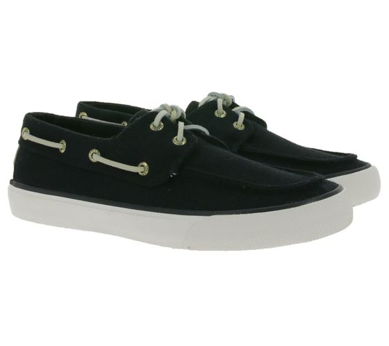 SPERRY Bahama Striper SC Baskets en toile pour hommes avec technologie Wave-Siping STS24987 Noir