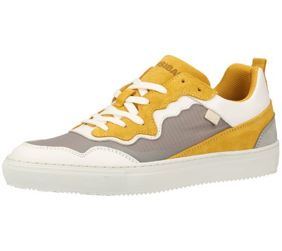 SANSIBAR men s genuine leather shoes with color accents, leisure shoes 1047844 white/yellow/gray