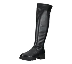 Sansibar Damen Stiefel High-Top Echtleder-Schuhe mit Blockabsatz 1084684 Schwarz