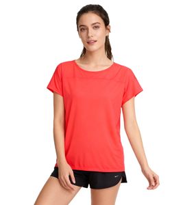 Bench women s sports shirt, breathable running shirt with logo lettering on the back PK11423 neon red