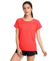 Bench women s sports shirt, breathable running shirt with logo lettering on the back PK11423 neon red
