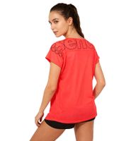Bench women s sports shirt, breathable running shirt with logo lettering on the back PK11423 neon red